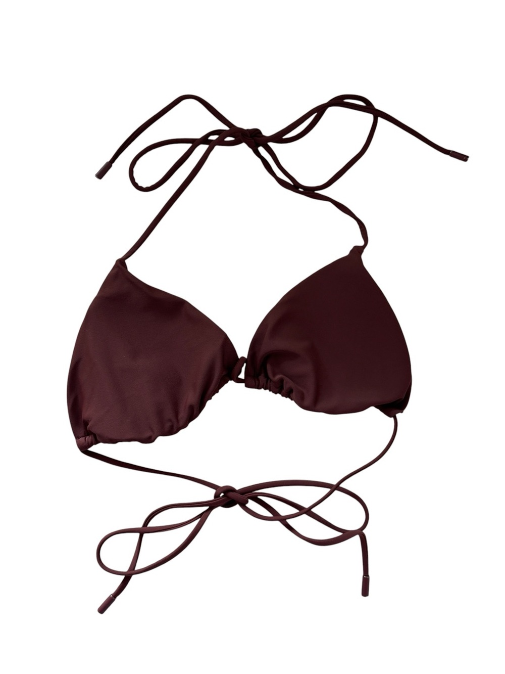 Express Brown Triangle Bikini Top Womens Medium Tie Halter String Swim Top